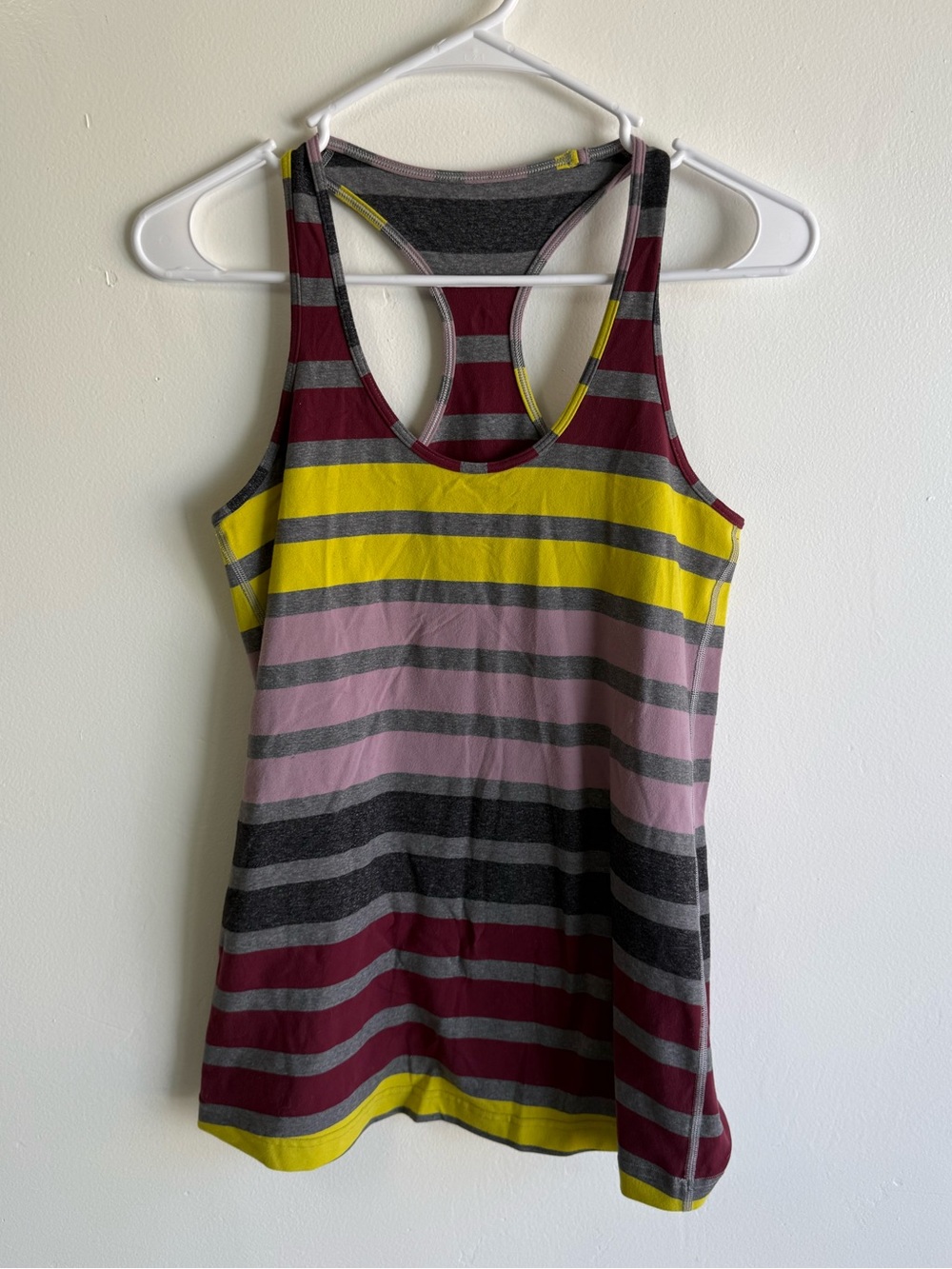 Lululemon Cool Racerback Triplet Twin Stripe Mauvelous Heathered Tank Top size 8